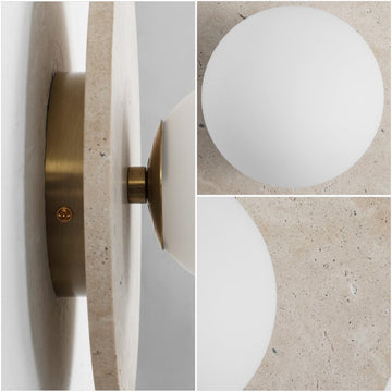 Tivoli 12" Modern Minimalist 1-Light Ovoid Travertine LED Wall Sconce
